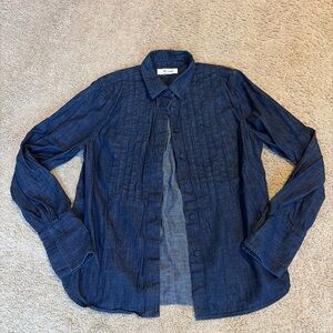 Womens Madewell Denim Dark Wash Blouse Top Shirt Size Large Button Down